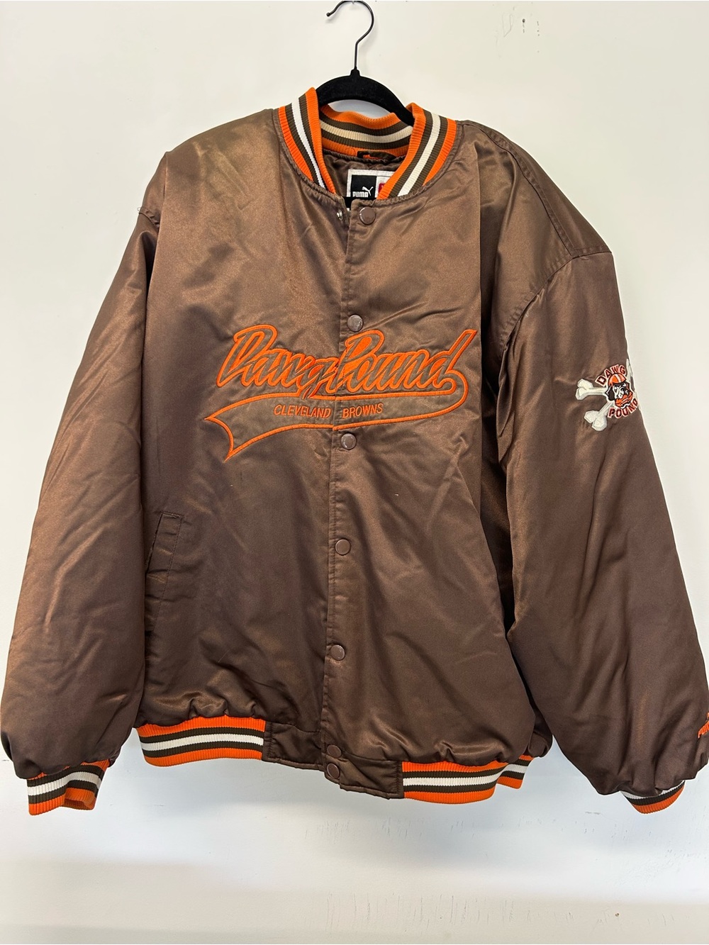 Vintage NFL Cleveland Browns Brown & Orange Satin Bomber Jacket